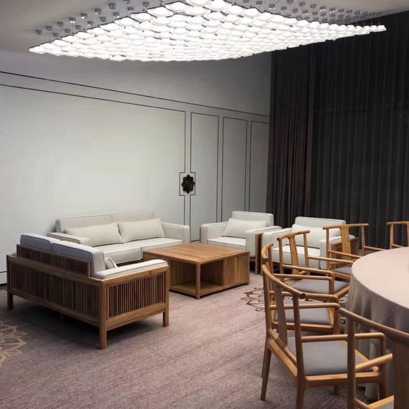 新中式酒店包房餐桌餐厅客厅民宿包厢会所大圆桌旋转桌多人桌 货高清大图