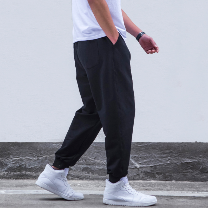 yuansu冬季束脚运动裤男宽松潮牌男士休闲秋冬胖子加肥加大码加绒卫裤