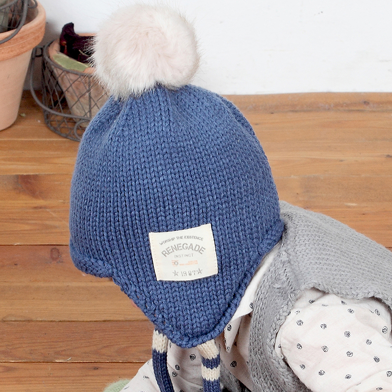milkyfriends冬季宝宝毛球针织毛线帽儿童保暖婴儿套头帽