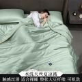 大豆天丝夏凉被子四件套家用冰丝夏被夏季空调被单双人薄被可机被 四件套1.5床笠夏被180*220 苹果绿