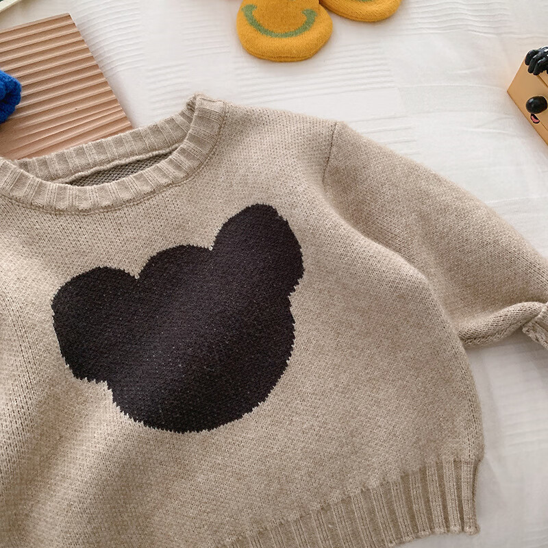 伊蒂格世品牌儿童毛衣通用童小熊提花针织衫06岁秋季韩版童装宝宝