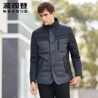 波司登BOSIDENG羽绒服毛呢相色立领都市商务休闲短款男装外套B1401099