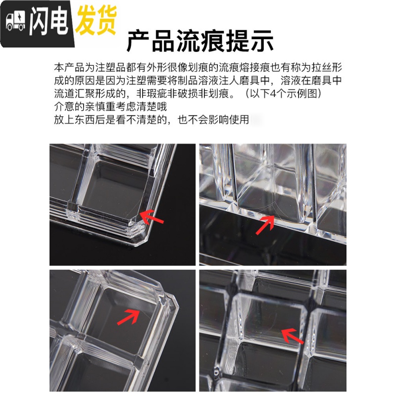 三维工匠 透明桌面口红收纳盒 大容量多格唇釉收纳格加厚塑料化妆盒高清大图