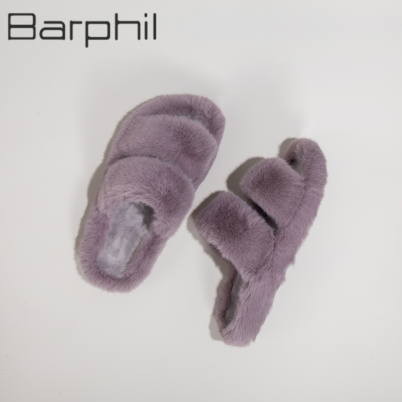 Barphil棉拖鞋女家居室内秋冬季百搭软底踩屎感毛毛拖鞋保暖舒适