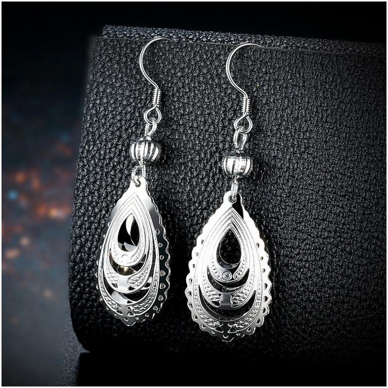 E072 Silver Earrings 925纯银耳环日韩耳钉女气质长款简约防过敏送女朋友七夕情人节礼物
