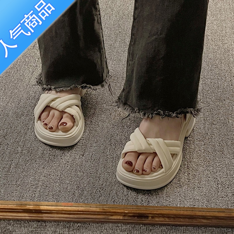 SUNTEK罗马凉鞋女2023年新款夏季洋气外穿厚底百搭小个子粗跟度假沙滩鞋高清大图