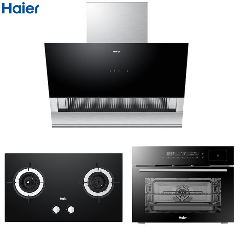 海尔(Haier) C3901+QHA7B0+48U1(液化气) 免清洗防干烧烟灶 侧吸 多功能蒸烤箱 烟灶嵌
