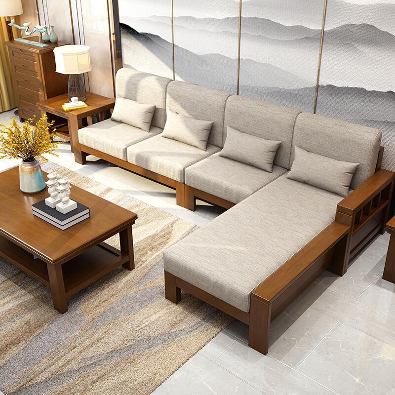 实木沙组合橡胶木转角客厅家具贵妃小户型提示购沙即送整套腰枕沙发