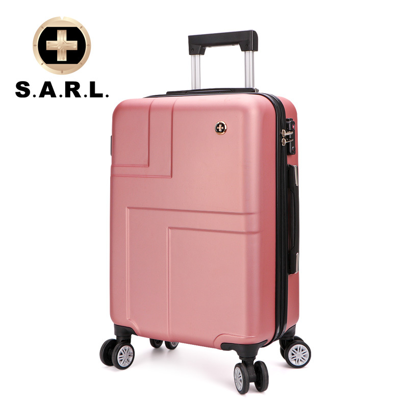 S.A.R.L瑞士拉杆箱 静音万向轮 男女通用旅行箱密码锁 可放15.6寸笔记本电脑包 玫瑰金24寸