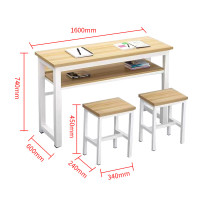 誉卓远长条桌培训桌学习桌椅学校培训班写字课桌椅 双人含椅160*60cm 米色