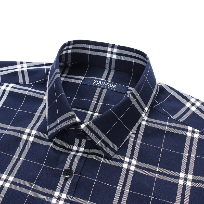 雅戈尔衬衫男秋季格子长袖衬衫男修身休闲衬衫商务休闲