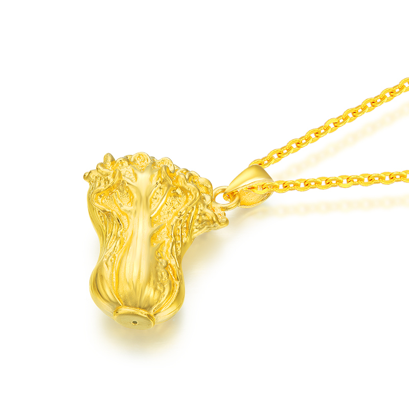 黄金码头黄金吊坠百财3d硬金足金999白菜坠子送爱人送女友