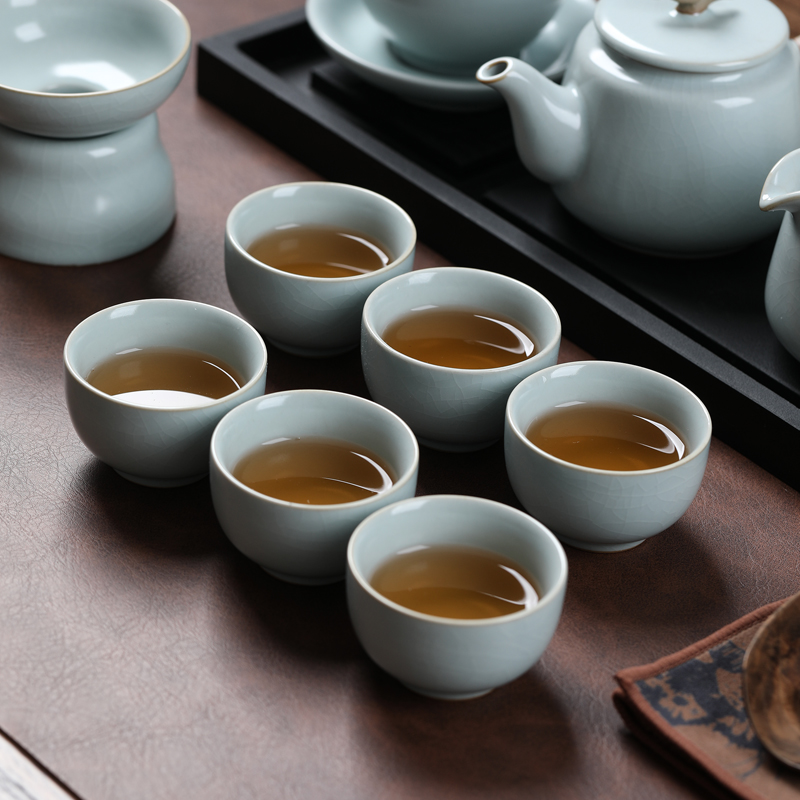 苏氏陶瓷(SUSHI CERAMICS)茶具套装汝窑茶具可养可开片龙马精神10头高档礼盒装高清大图