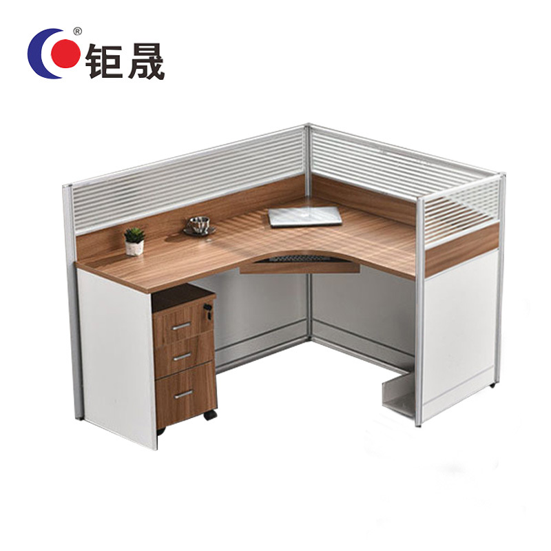 钜晟 办公桌板式屏风桌1.4米L型单人位职员桌电脑桌JS-L1401
