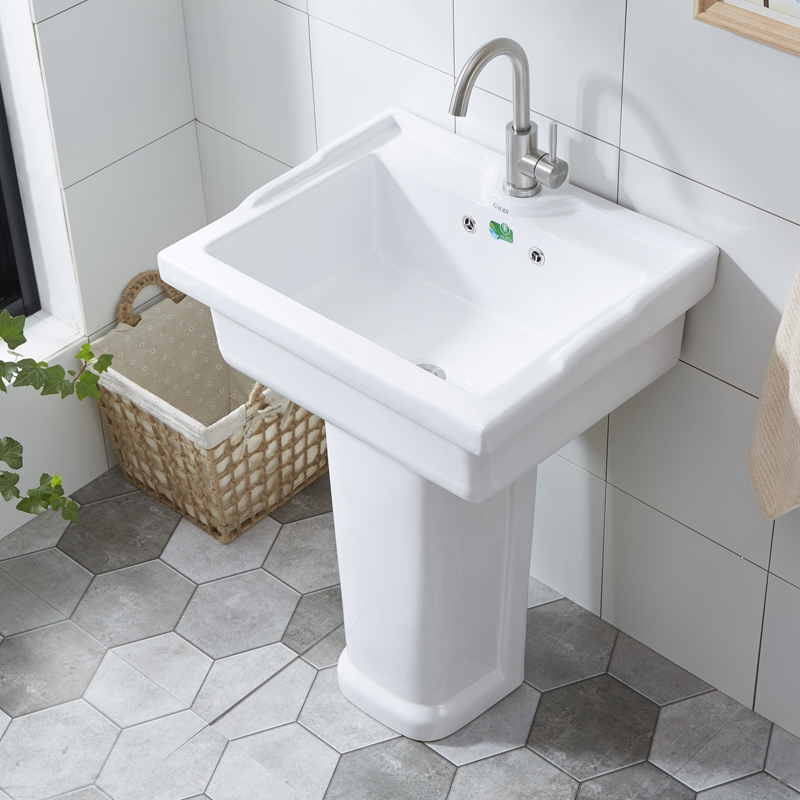 阳台洗衣池陶瓷盆立柱盆深水槽洗菜盆单槽卫生间洗衣盆中号洗衣槽