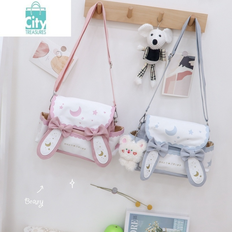 bangdou韩国ins可爱帆布包包女斜挎日系制服包少女百搭学生蝴蝶结单肩