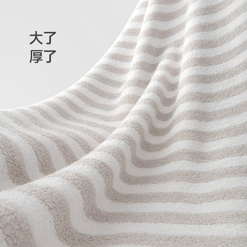 最生活(a-life)浴巾·条纹系列强吸水大毛巾洗脸纯棉加厚长绒棉裹巾 A-1173 棕白高清大图