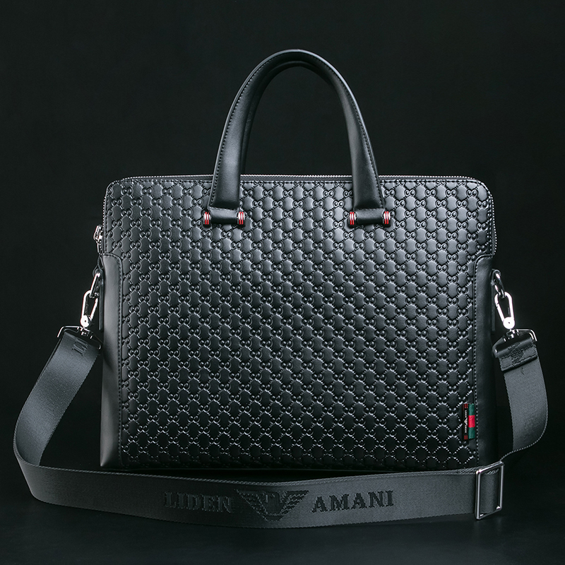 lidenamani/利登正品阿玛尼男包手提男士真皮商务公文包 横款大容量