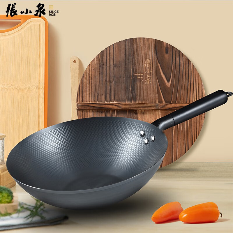 张小泉C30810100 匠运老铁锅 精铁炒锅 32cm高清大图