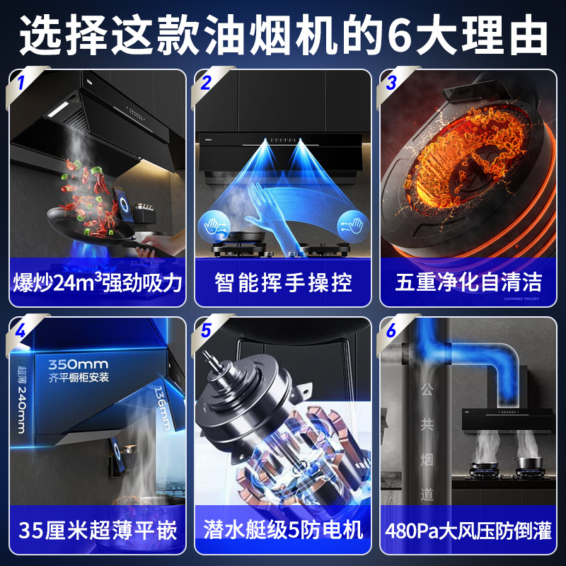 海尔 (Haier)吸油烟机侧吸24立方5.2KW燃气灶热水器天然气烟灶热套装E900C17+Q2BE50+13HP5