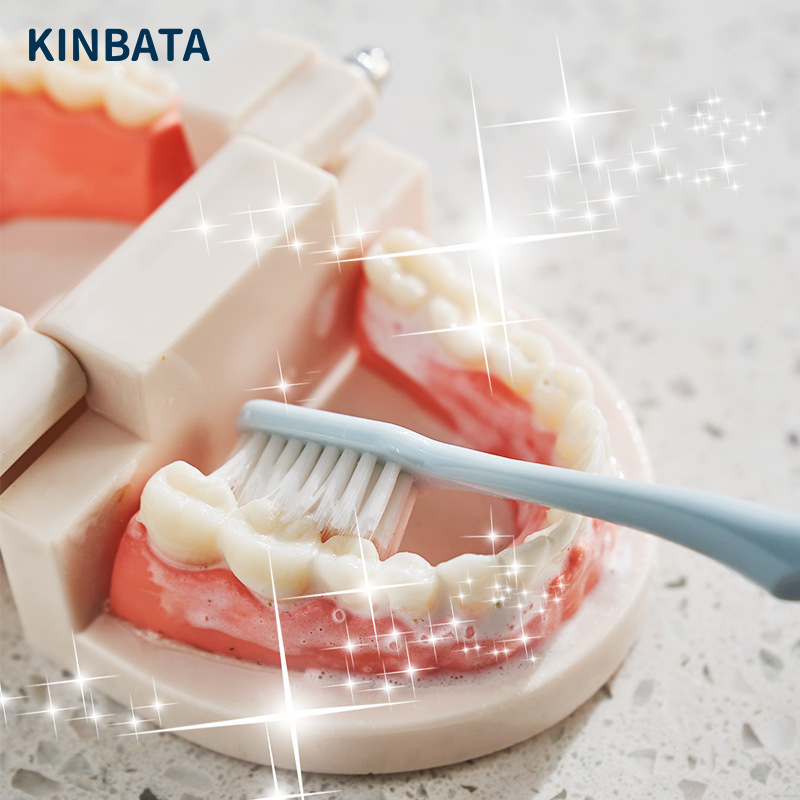 kinbata软毛牙刷清洁护龈男女牙刷成人细软毛刷组合装家庭装马克龙-4支装