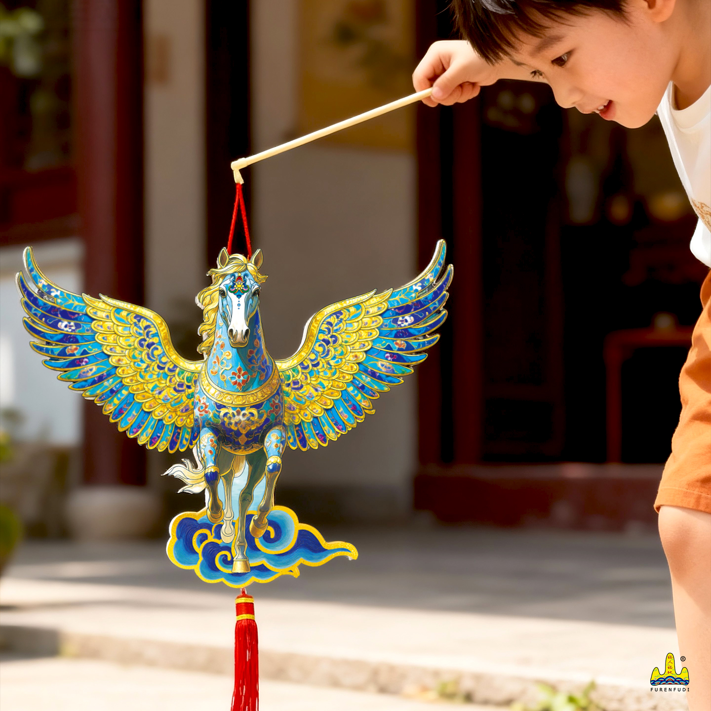 马年国风儿童手工灯笼diy材料包过年创意手提led发光卡通2026新款灯笼高清大图