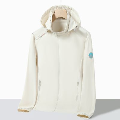 渔人船长夏季情侣款防晒衣男女轻薄透气防紫外线休闲运动户外风衣外套 男浅贝色 L