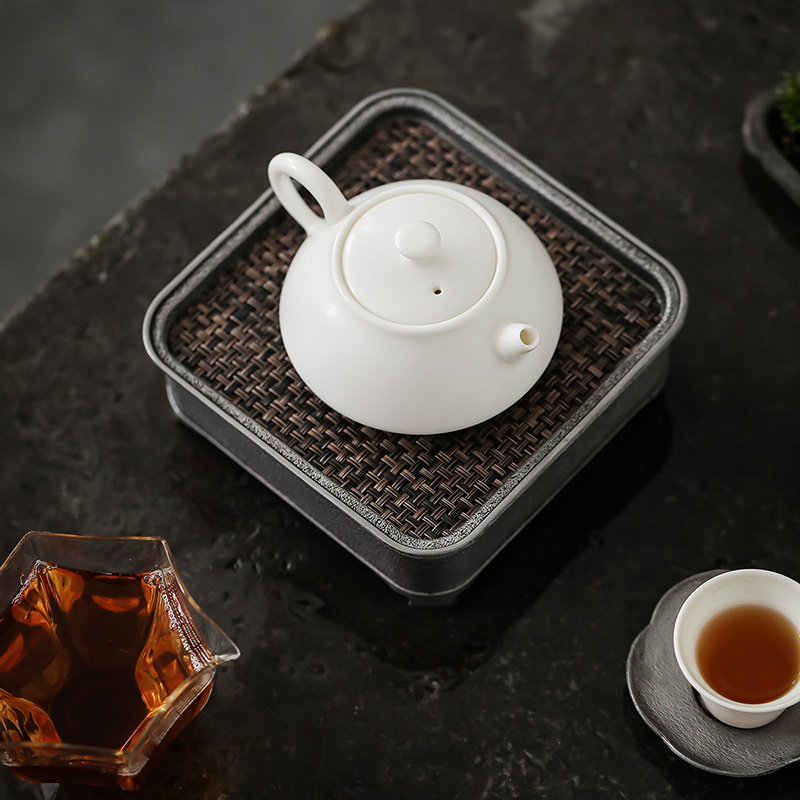 領藝 德化白瓷玉瓷石瓢壶功夫茶具茶壶猪油白泡茶器 伍华石瓢壶(素烧釉)