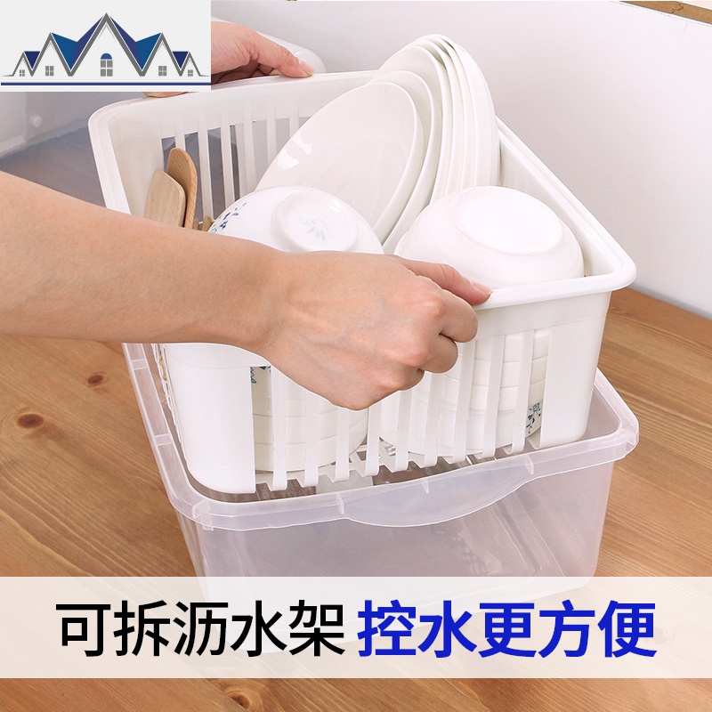 经济型装碗筷沥水架塑料家用厨房碗盒有盖 出租屋碗柜简易 出租房 三维工匠收纳层架高清大图