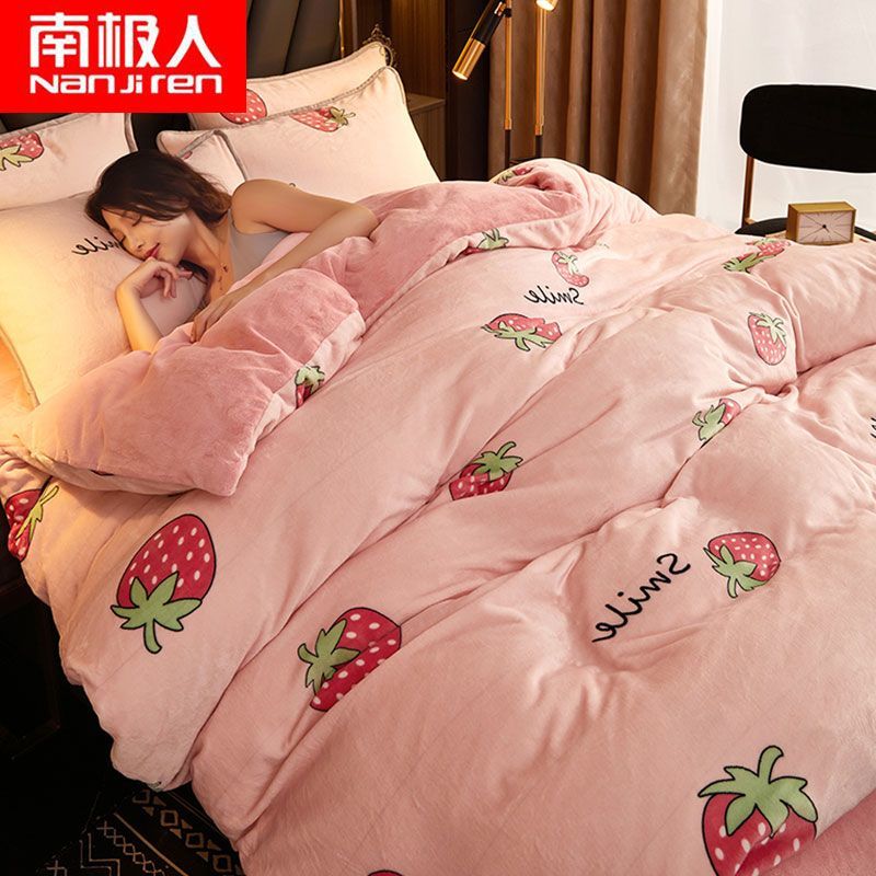 珊瑚绒四件套冬季双面加绒法莱绒三件套床单被套法兰牛奶绒高清大图