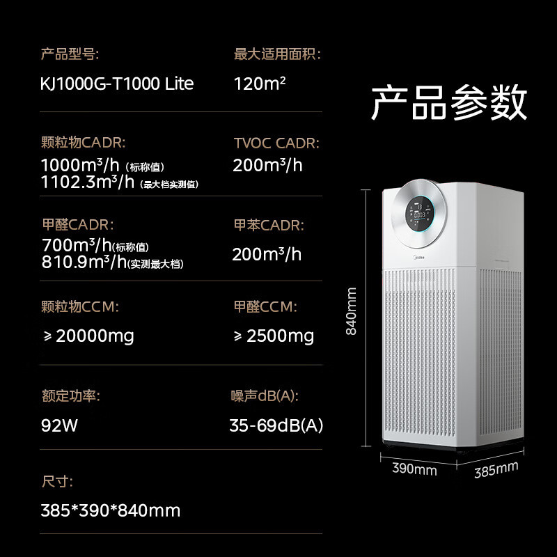 美的智能除PM2.5空气净化器60㎡以上大户型适用多层过滤低噪轻音宠物友好家用型高清大图