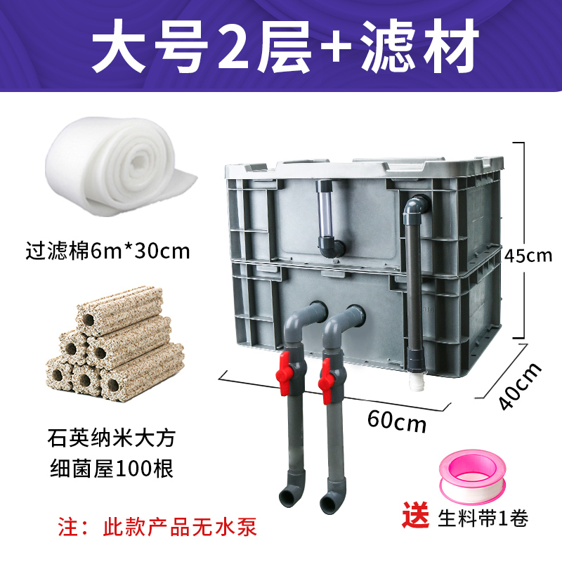 周转箱过滤箱鱼缸过滤器滴流盒上置过滤盒外置鱼池水循环系统 diy