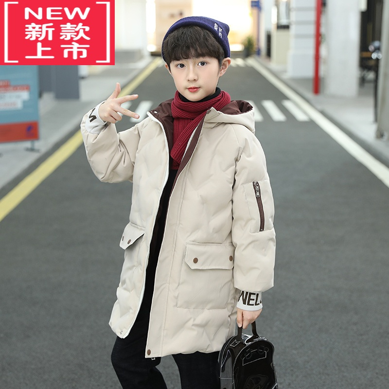 可莉允男童棉衣2022年新款冬季加厚棉袄中大儿童冬装潮童中长款棉服保暖