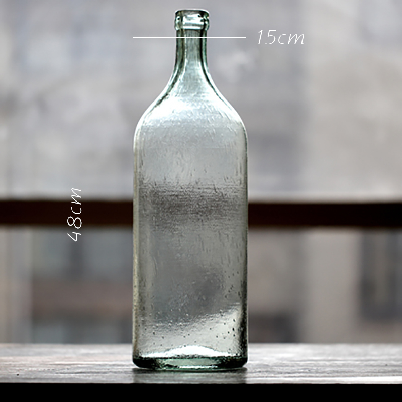 美帮汇玻璃花瓶落地台面艺术玻璃器皿软装饰美式粗放手工 清潭绿B高清大图