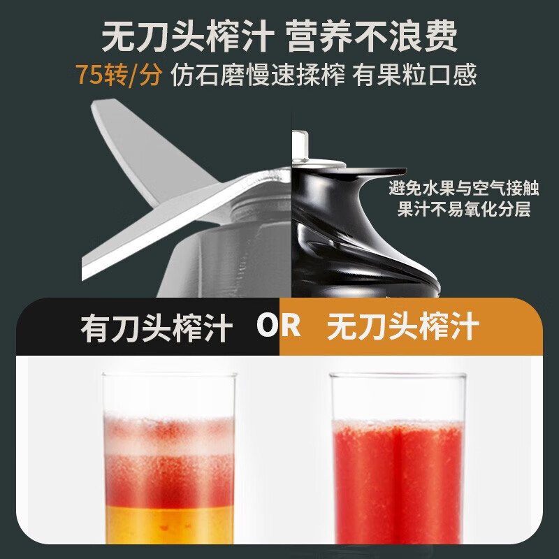 惠人(HUROM)原汁机带过滤网韩国进口多功能大口径家用低速榨汁机H320N-BIS01(GN)