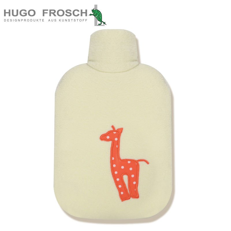 德国Hugo Frosch暖蛙注水热水袋暖手宝保暖防爆中号0.8L生物基材质开心动物园系列米色长颈鹿