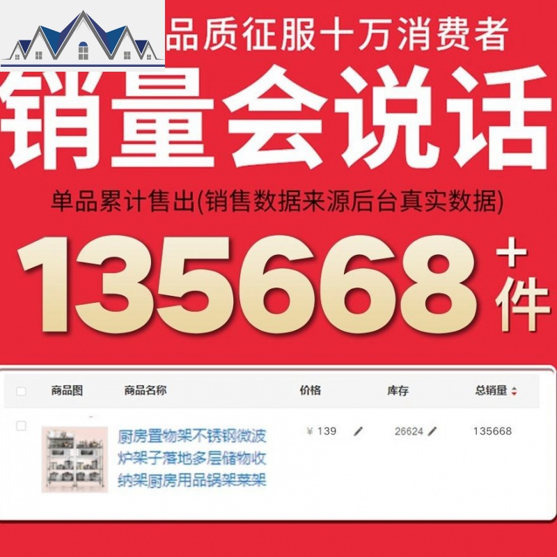 厨房置物架落地不锈钢微波炉置物架厨房收纳架厨房用品菜锅架碗架 三维工匠高清大图