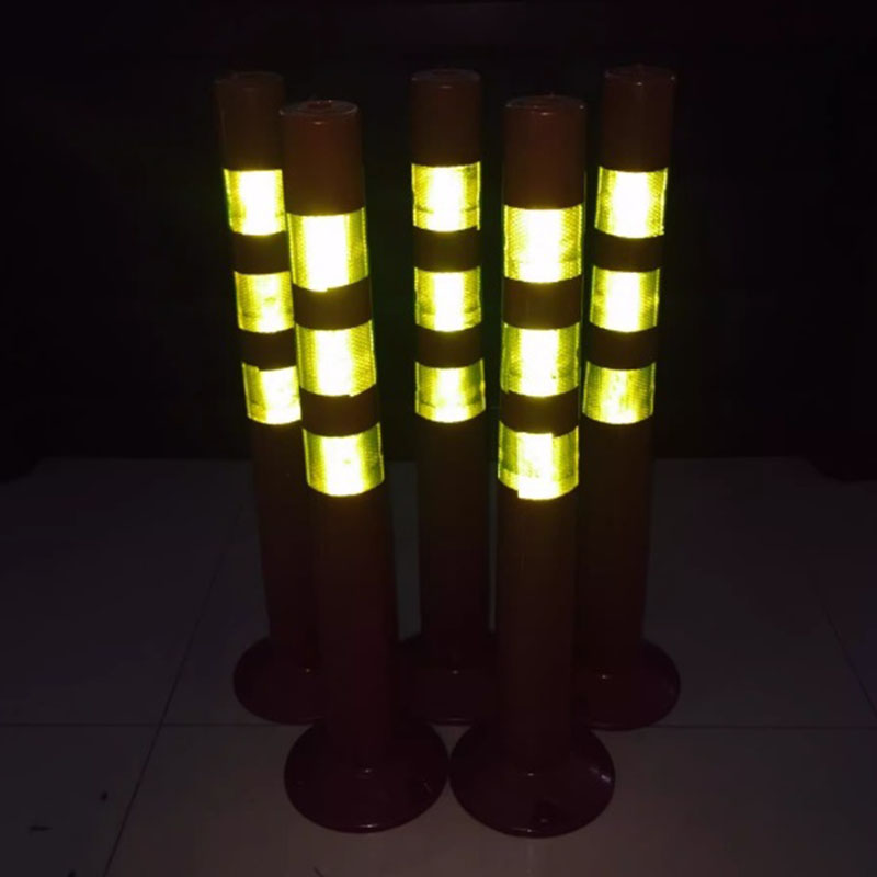 绵冠PE塑料警示柱反光 弹力柱防撞柱 68cm新料+螺丝 普通料(十个装)高清大图