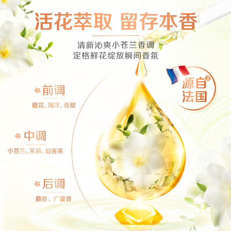 立白浓缩香柔倍净洗衣凝珠34颗盒装(橙花小苍兰)272g高清大图