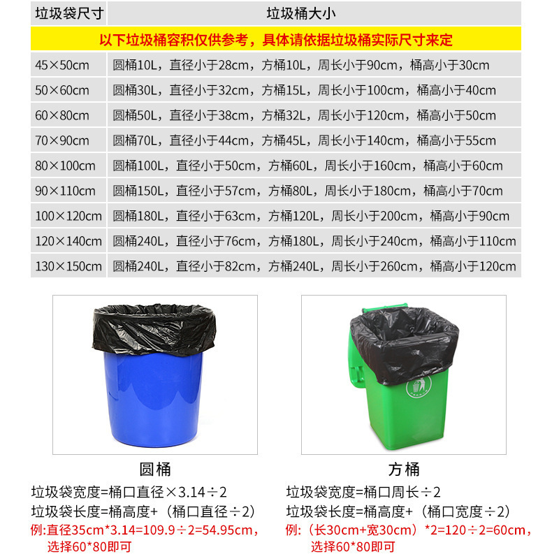 黑色大号商用垃圾袋 90*110cm 清洁塑料袋垃圾袋 加厚款50个/扎