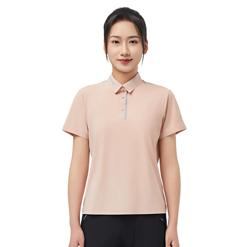 SCALER思凯乐户外男女夏经编POLO衫商务休闲防晒透气短袖F4405193烟粉高清大图