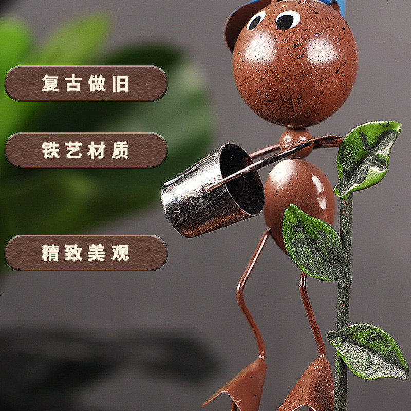 复古怀旧铁艺蚂蚁摆件电视柜书柜卧室小摆件餐厅咖啡厅家居装饰品