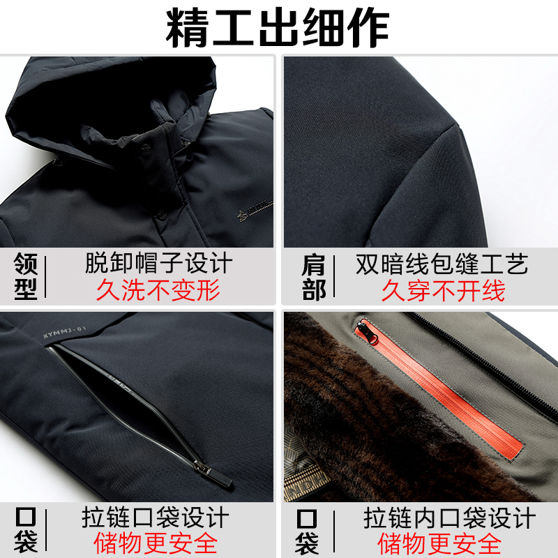 啄木鸟爸爸冬装外套装中年加绒加厚款棉衣男款中老年人50岁60爷爷高清大图