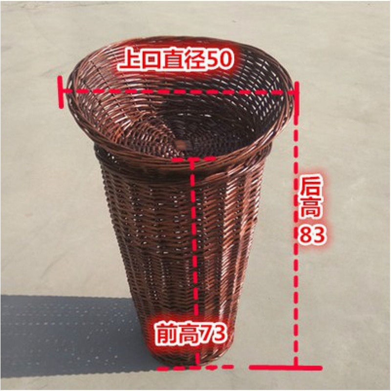 柳编水果堆头篮藤编堆头筐做水果盘水果篓编织筐水果筐水果篮藤编 斜口中号号直径50前高50后高60 咖啡色高清大图