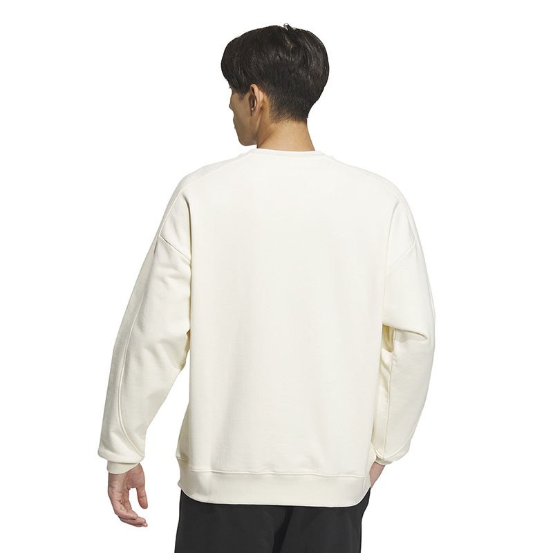 adidas originals 字母图案刺绣运动圆领卫衣 男款 乳白色 IZ1521