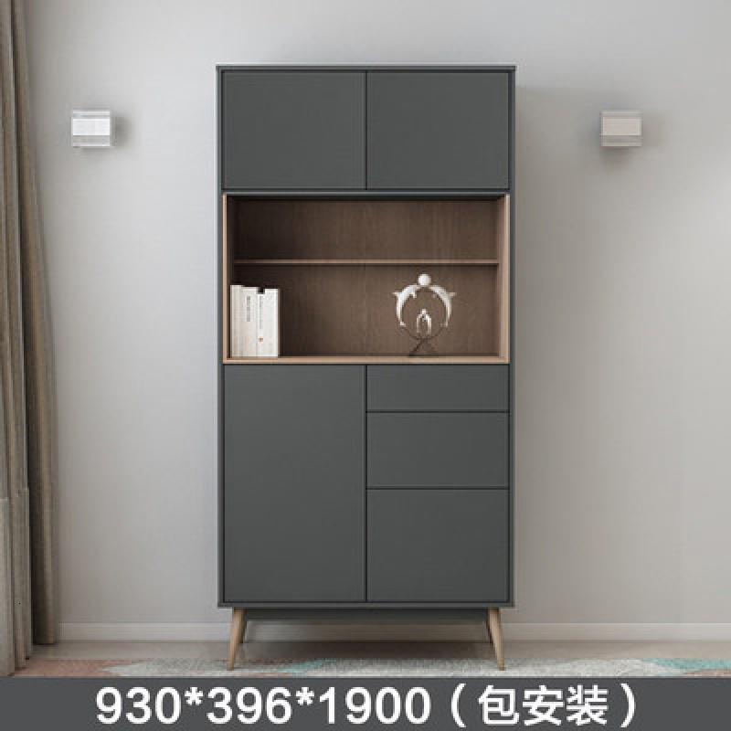 森美人餐边柜现代简约厨房橱柜餐厅碗柜靠墙酒柜北欧实木客厅储物茶水柜 撞色：930*396*1900MM双门