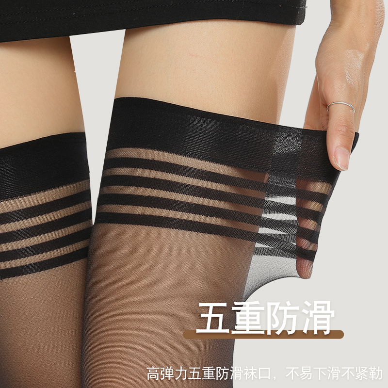 浪莎长筒丝袜女薄款夏季肉色中筒大腿防勾丝高筒半腿半截夏天过膝高清大图