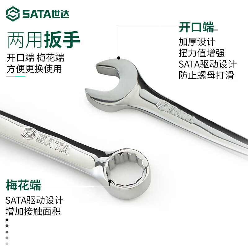 世达(SATA)40292加长型X柄两用扳手19MM(单位:个)高清大图