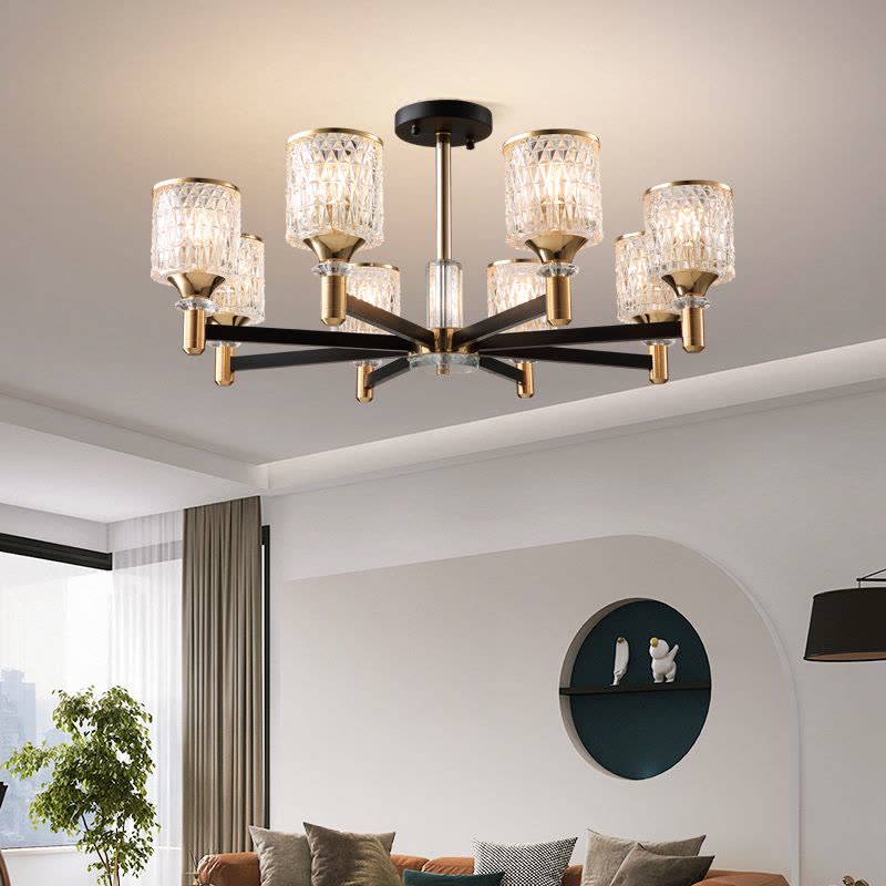 雷士照明现代简约轻奢仿水晶玻璃客厅灯具客厅主灯卧室灯吊灯图片