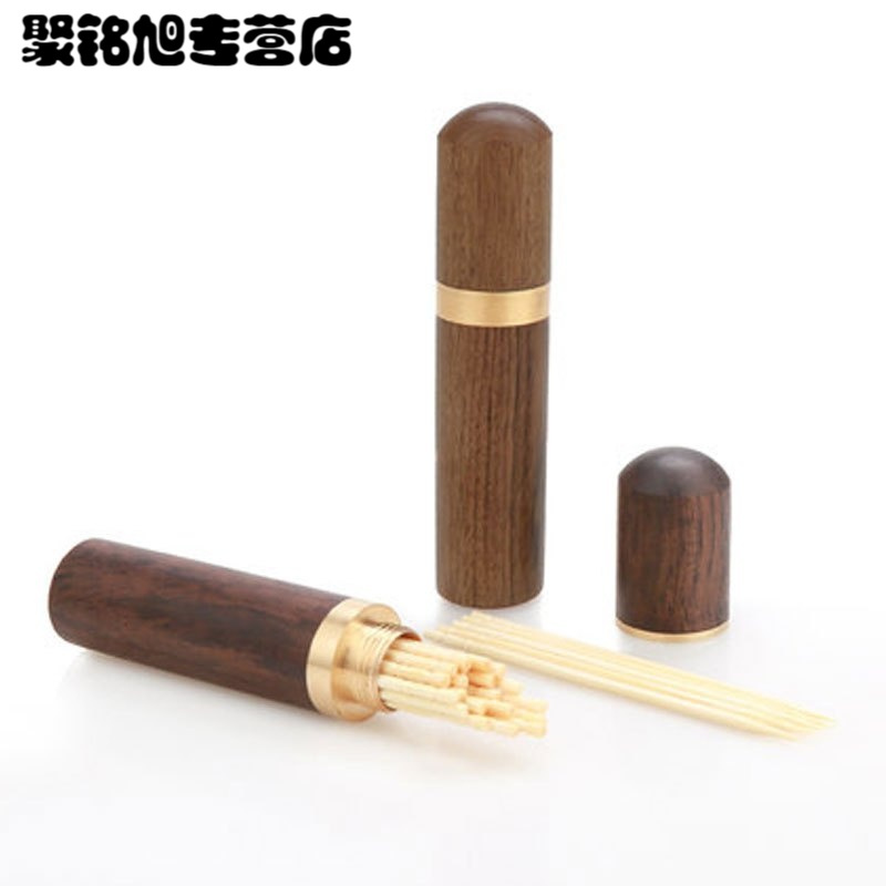 随身牙签筒便携式旅行创意简约可爱木质的迷你芽签盒桶合罐中式小多色多款多功能生活日用收纳用品时尚创意简约收纳盒